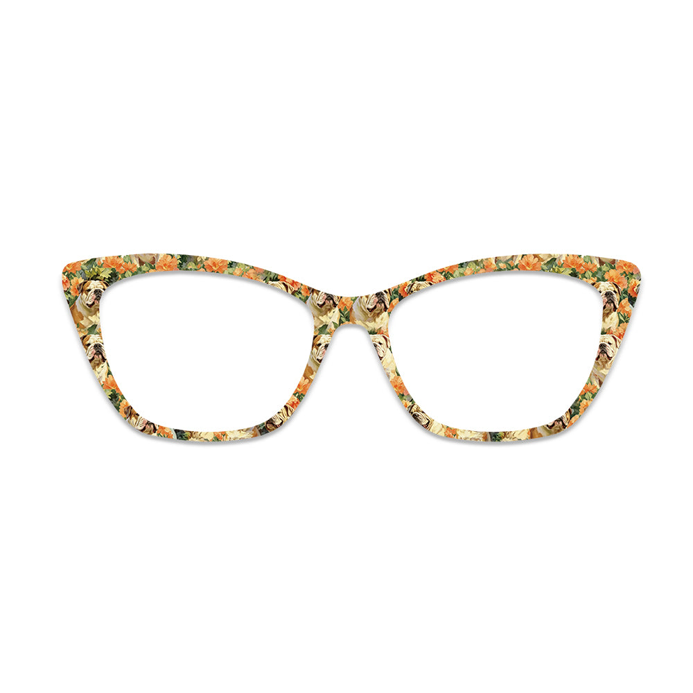 Bulldog Floral Glasses Toppers #5650515216