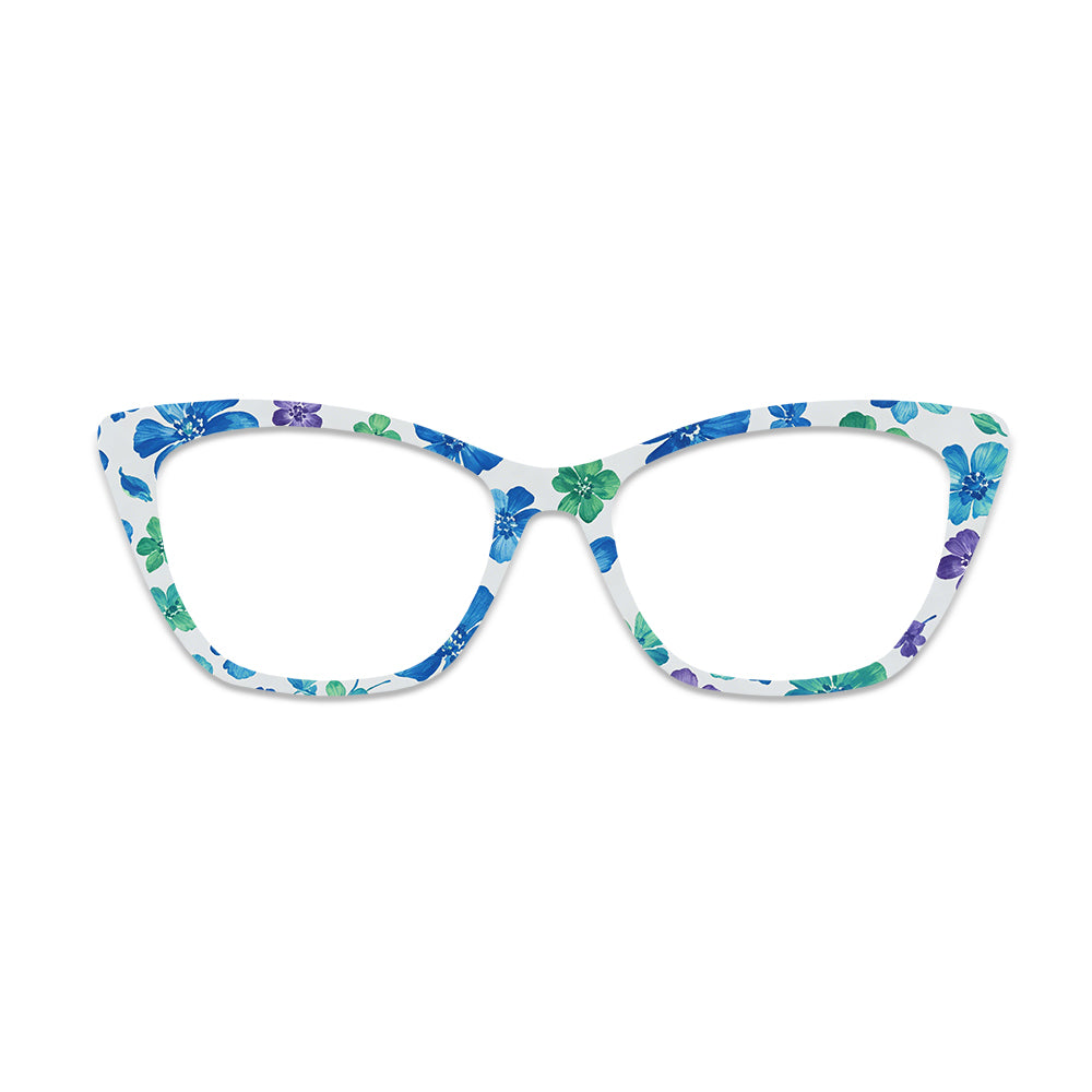 White Base Blue Purple Floral Glasses Toppers #6268165217