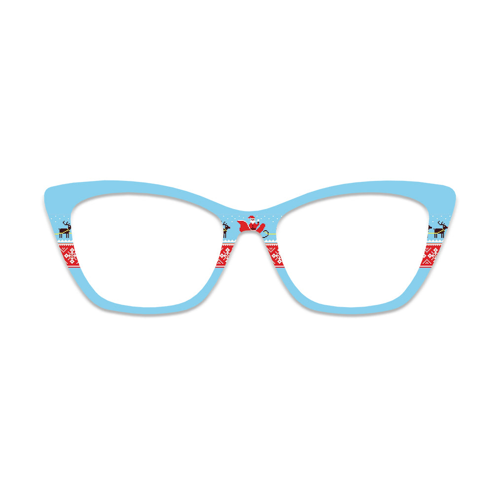 Light Blue Christmas Sweater Style Glasses Toppers #7392263490