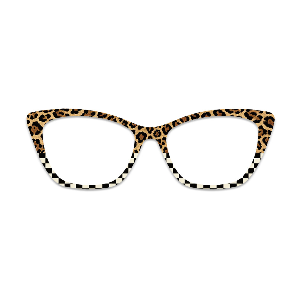 Leopard Checkerboard Splice Glasses Toppers #3063286745