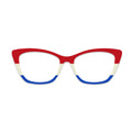 Red White Blue Color Block Pattern Glasses Toppers #6762867016