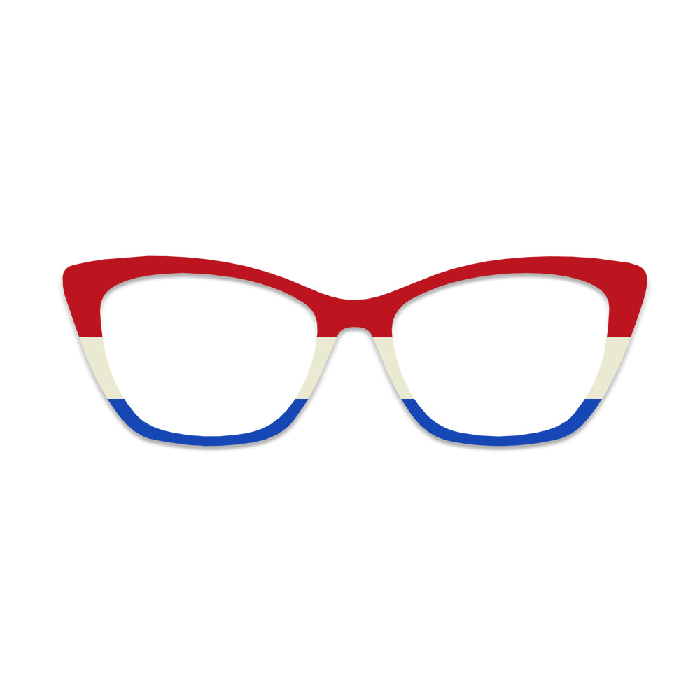 Red White Blue Color Block Pattern Glasses Toppers #6762867016