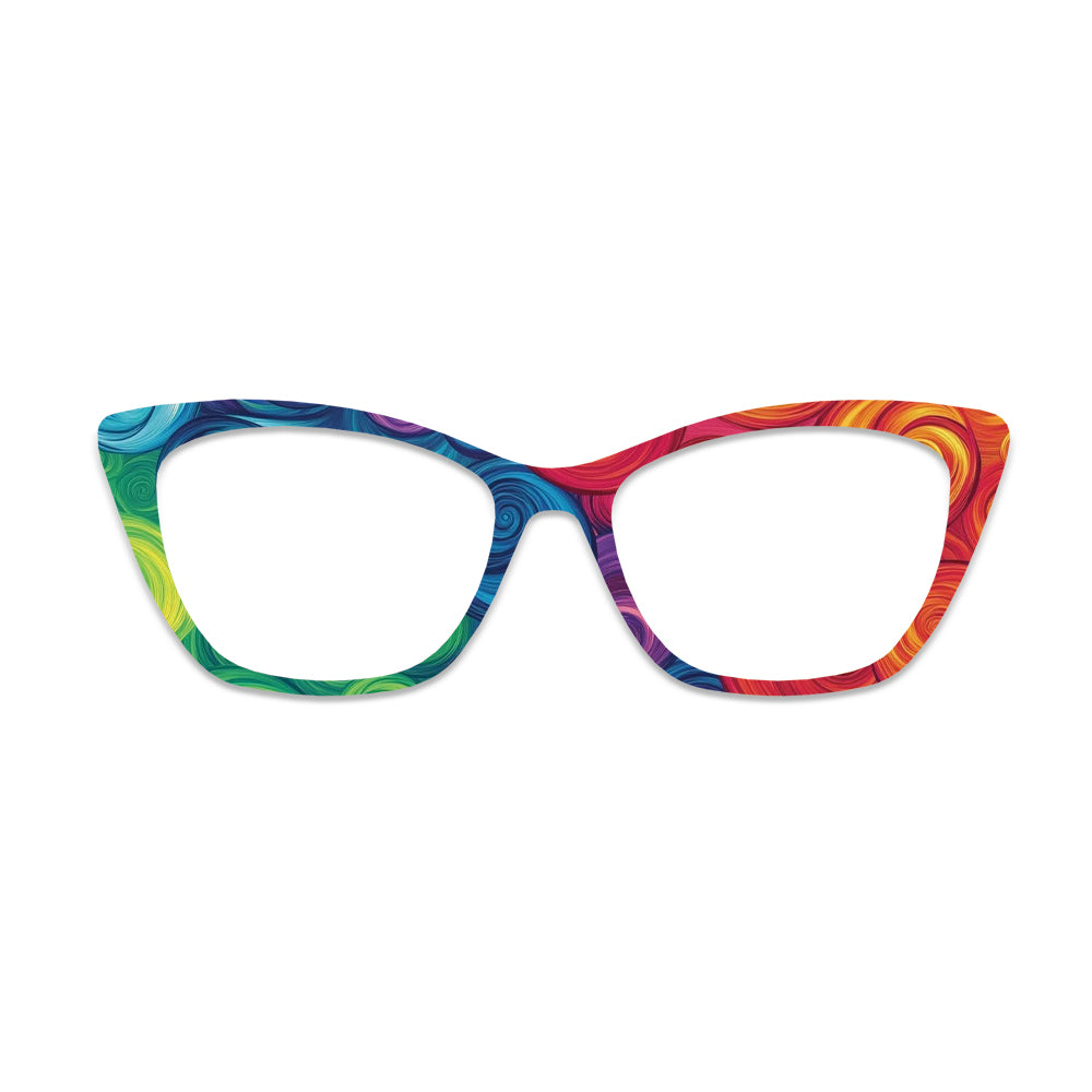 Rainbow Swirl Fluid Art Glasses Toppers #8555175147
