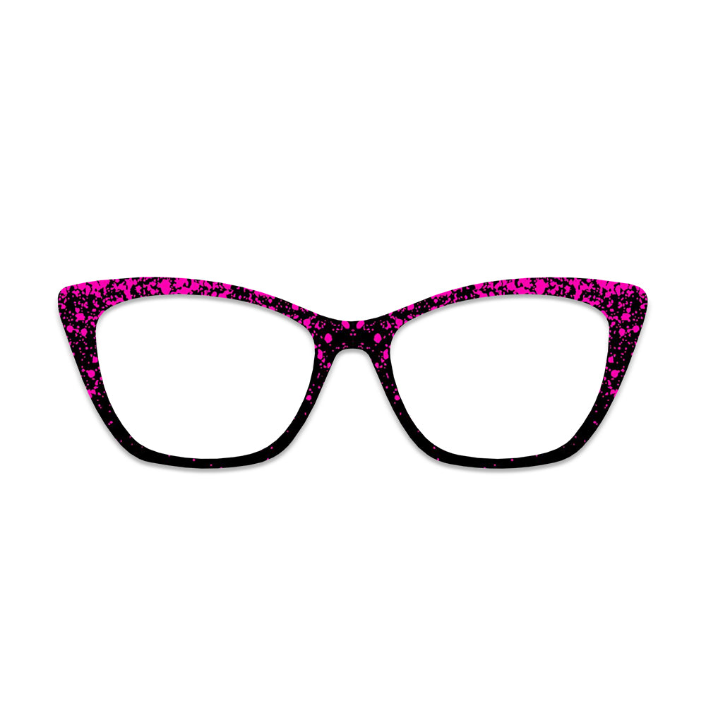 Black Pink Splatter Pattern Glasses Toppers #4724479889