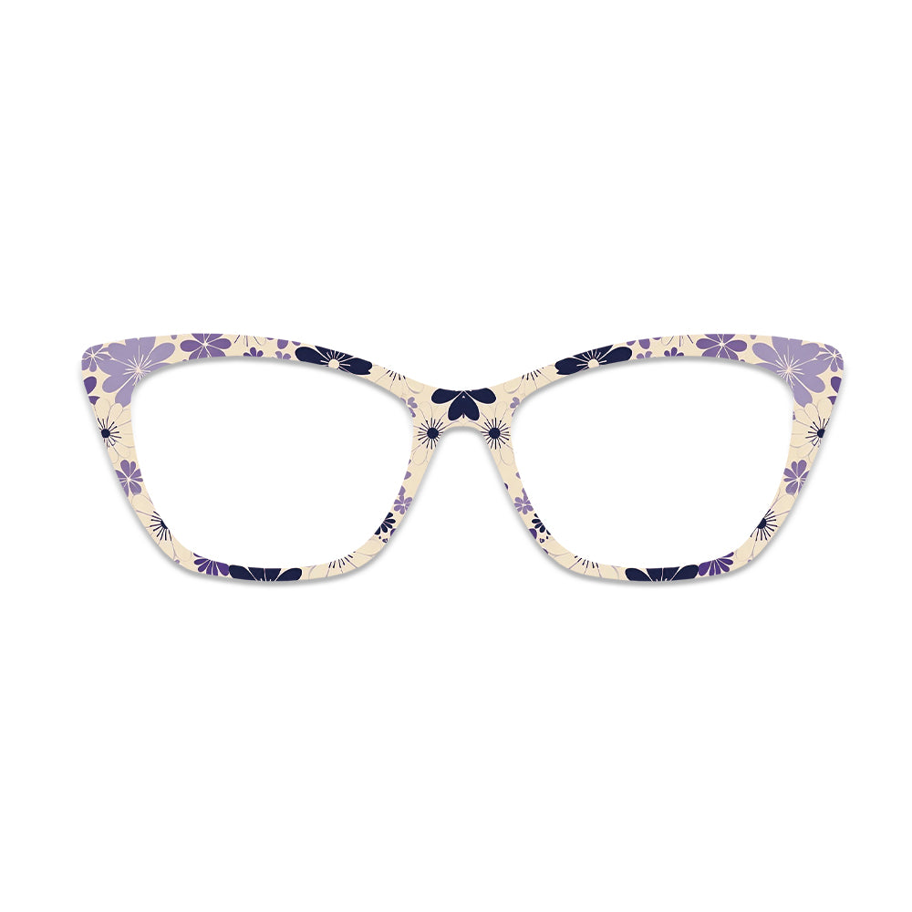 Purple Blue Retro Floral Glasses Toppers #4468982449