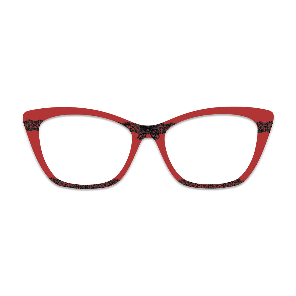 Red Black Lace Bow Pattern Glasses Toppers #2702120135