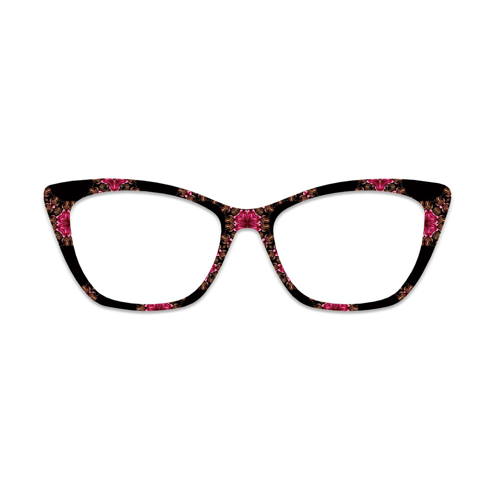 Black Magenta Vintage Floral Glasses Toppers #6594967904