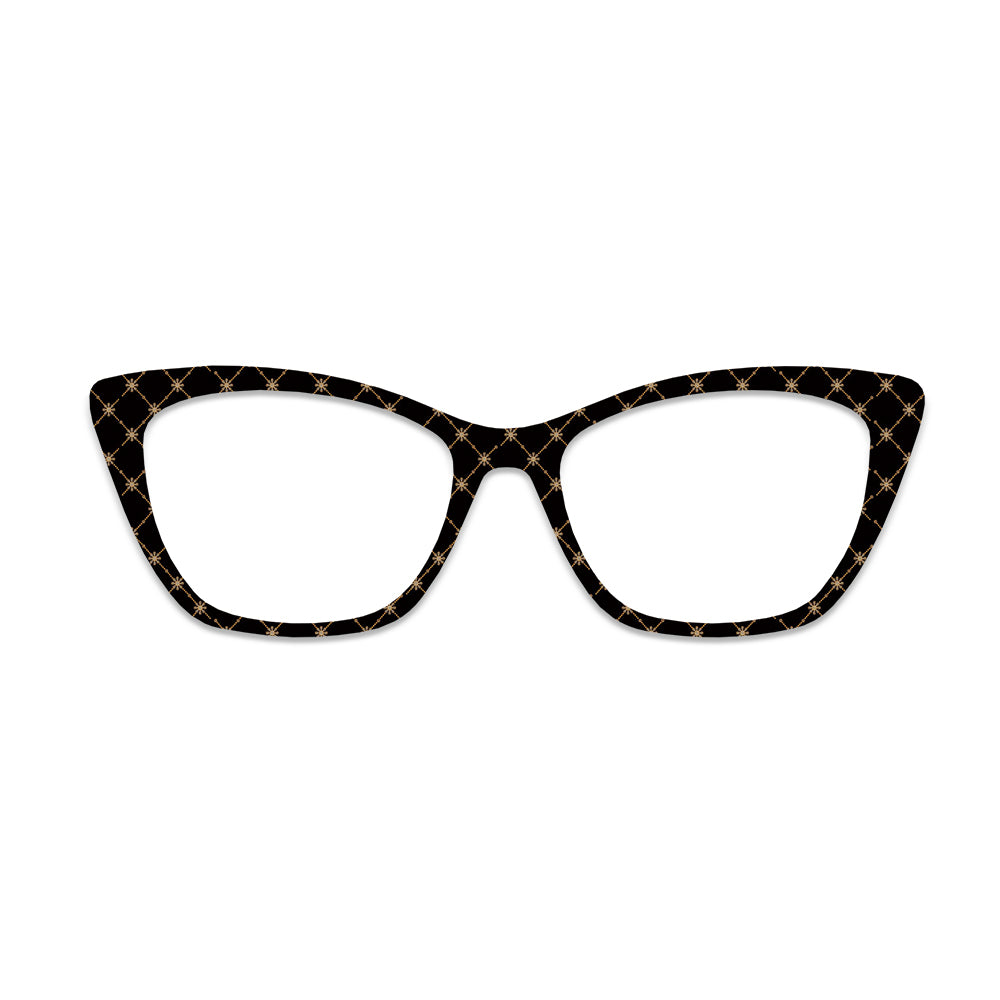 Black Background Gold Plaid Star Glasses Toppers #7495268366