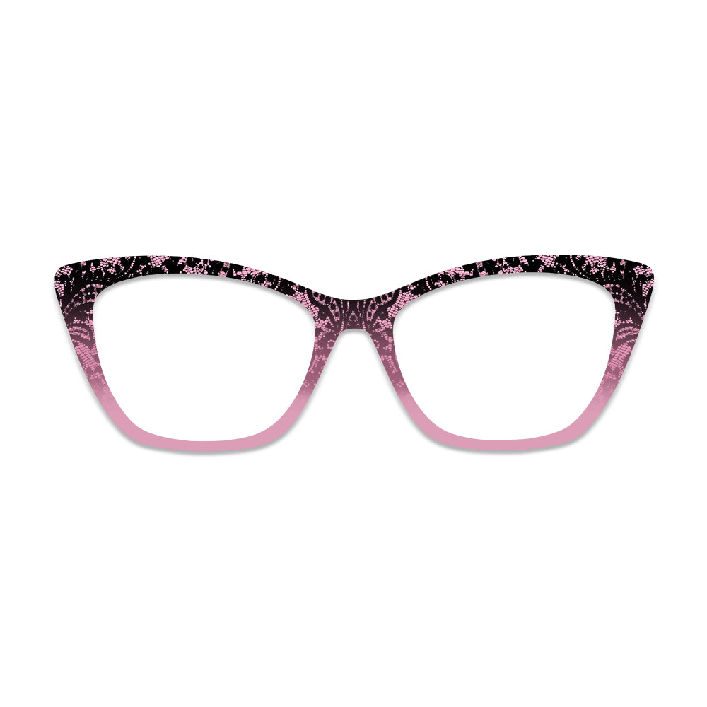 Pink Black Lace Gradient Pattern Glasses Toppers #3271082233