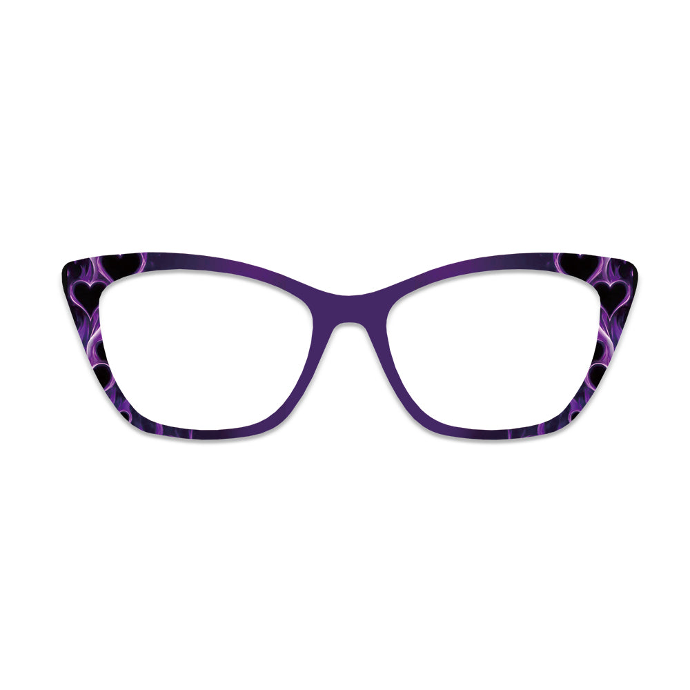 Purple Black Flame Heart Glasses Toppers #6614063116