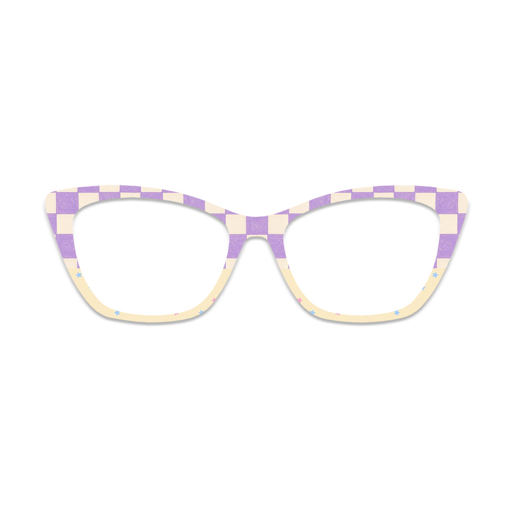 Purple Yellow Checker Star Glasses Toppers #1479934736