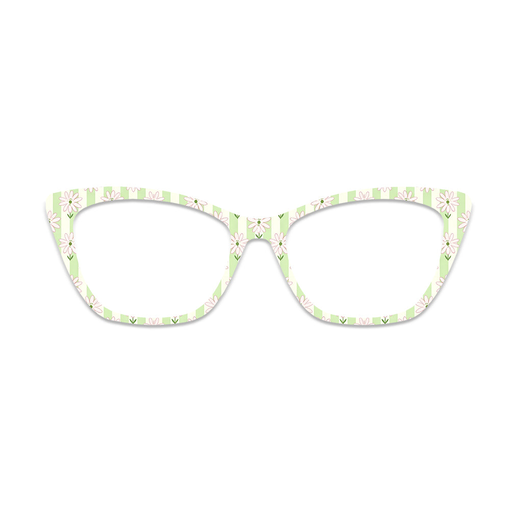 Green Stripe Daisy Flower Pattern Glasses Toppers #8177749094