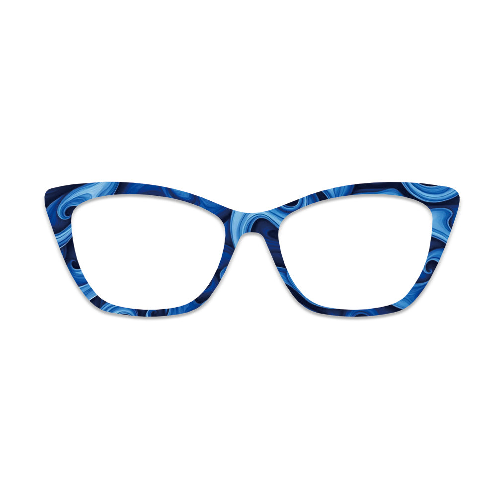 Blue Fluid Swirl Texture Glasses Toppers #8515086678