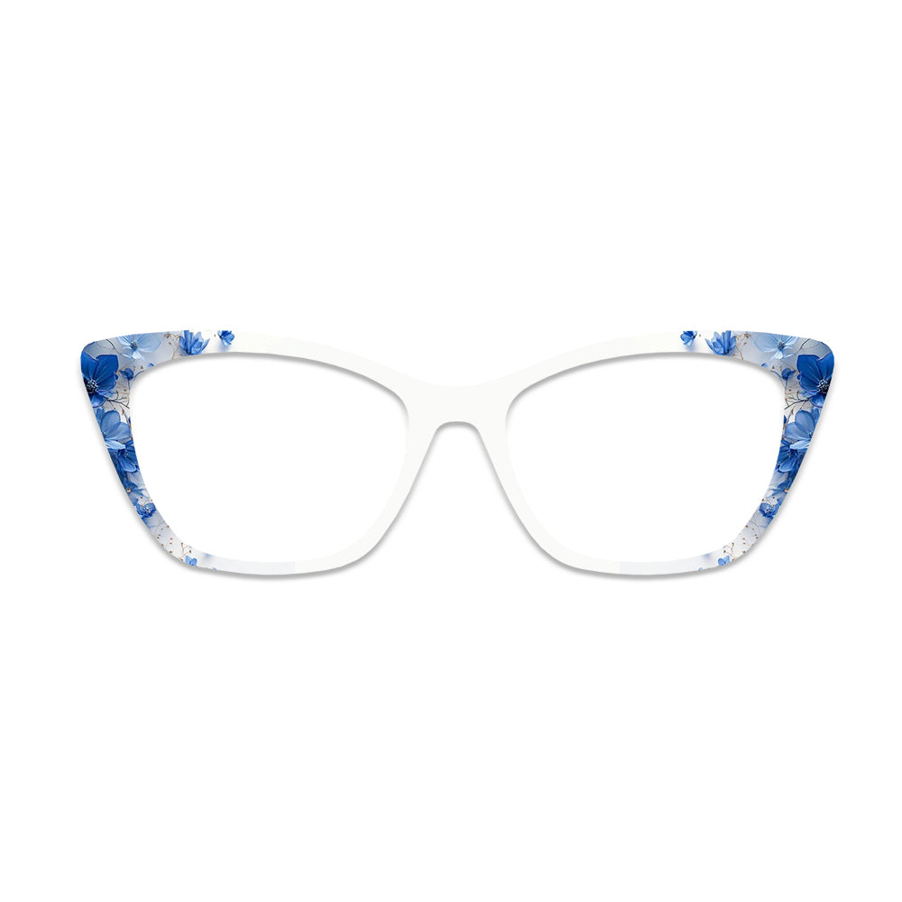 White Base Blue Floral Glasses Toppers #6125454227