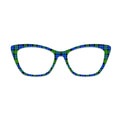 Blue Green Plaid Pattern Glasses Toppers #9675706473