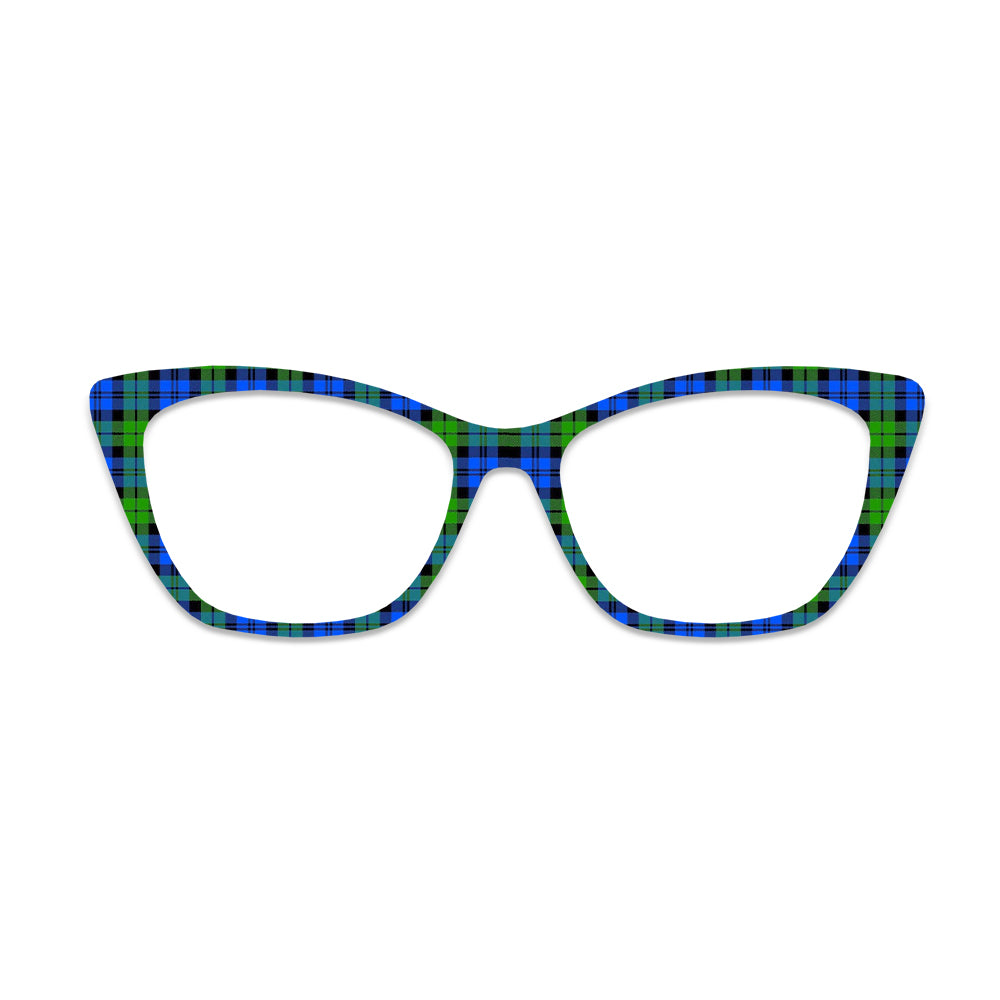 Blue Green Plaid Pattern Glasses Toppers #9675706473