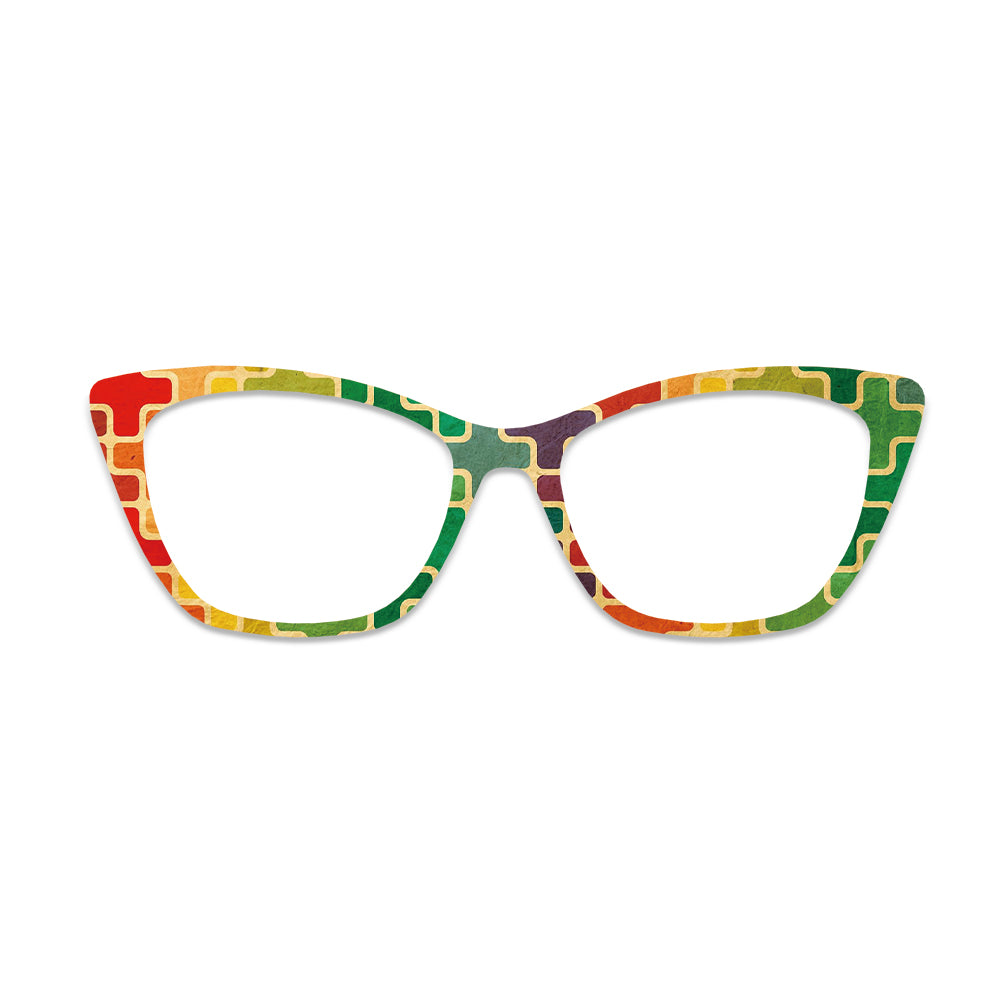 Retro Colorful Mosaic Glasses Toppers #4395191187