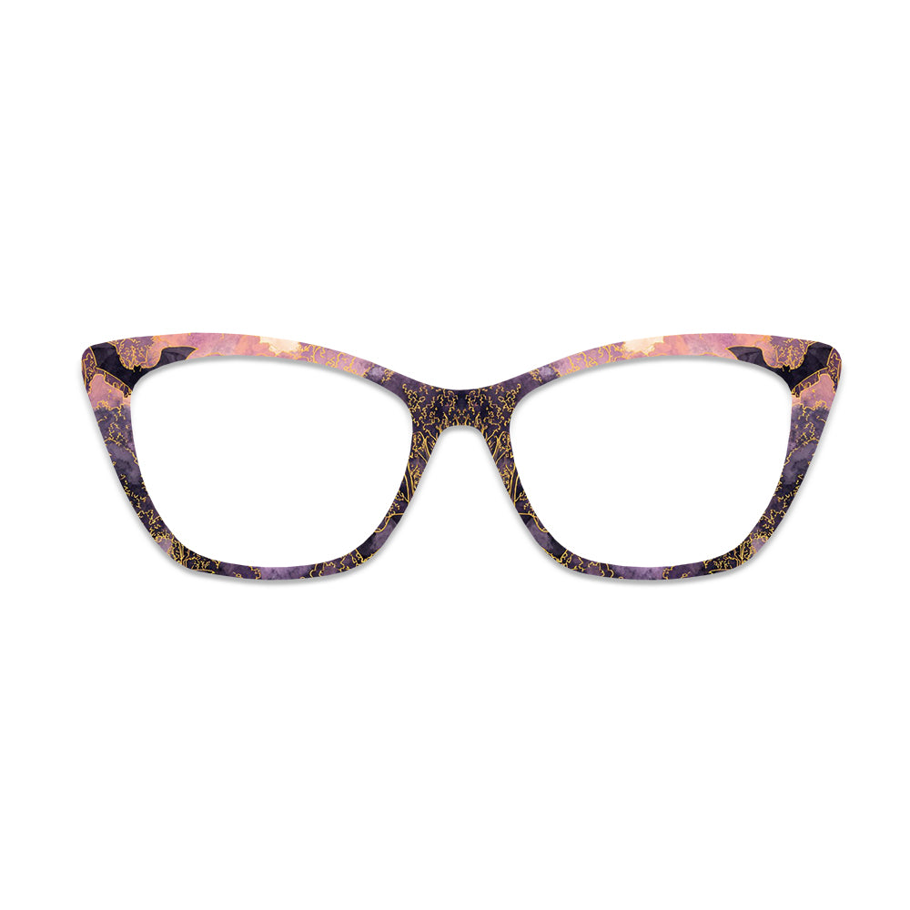 Purple Pink Gold Foil Marble Texture Glasses Toppers #8111181484
