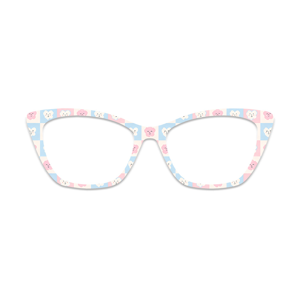 Checkerboard Cute Flower Pattern Glasses Toppers #7432637921