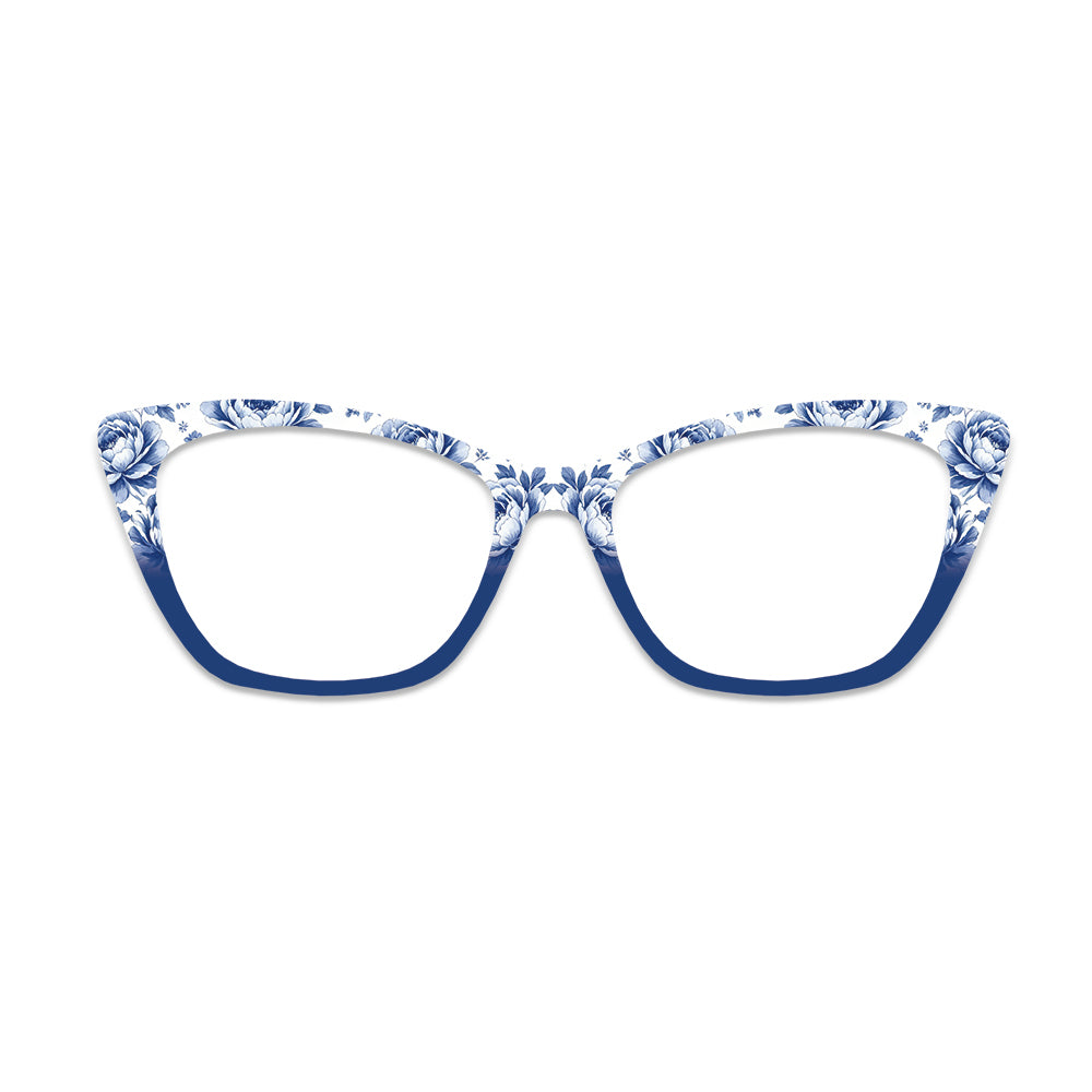 Blue And White Peony Glasses Toppers #6897034217