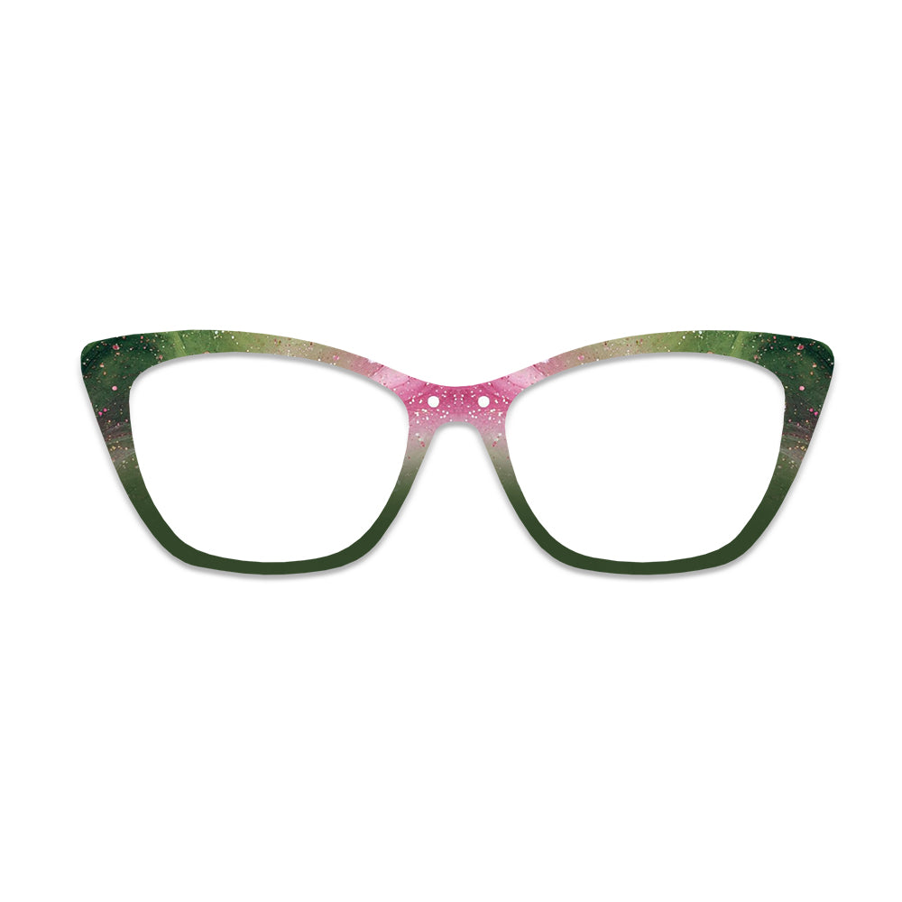 Green Pink Glitter Gradient Glasses Toppers #6576379163