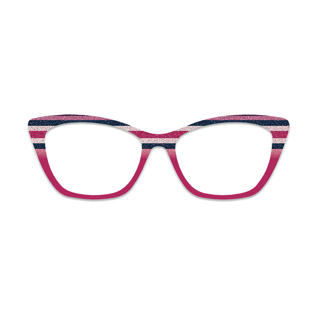 Pink Blue Glitter Stripe Glasses Toppers #1836550206